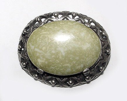 Signed Miracle Vintage Faux Connemara Marble Brooch - Free USA Shipping
