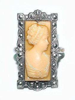 1920s Art Deco Celluloid Cameo Ring