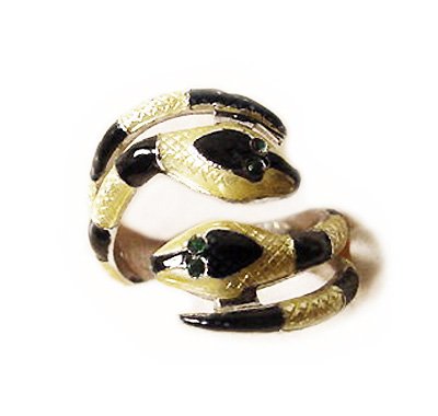 Vintage Enamel Sterling Serpent Ring Signed Espo - Free USA Shipping