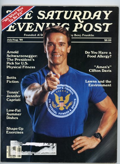 Saturday Evening Post Juy 1990 Arnold Schwarzenegger cover