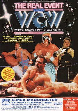WCW Wrestling UK flyer Professional Wrestling Sting, Rick Steiner, Rick Rude, Johnny B. Badd