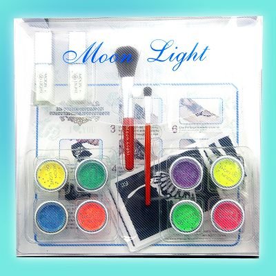 UV Glitter tattoo kit 8 UV powder/glue tube/brush/stencil