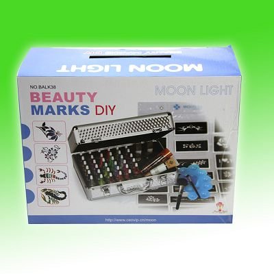Pro Body Art Deluxe Kit (38color) powder/stencil/glue/brush/Tweezers
