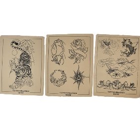 3 pcs of 15X20cm Tattoo Practice Skin for Needles with black picture