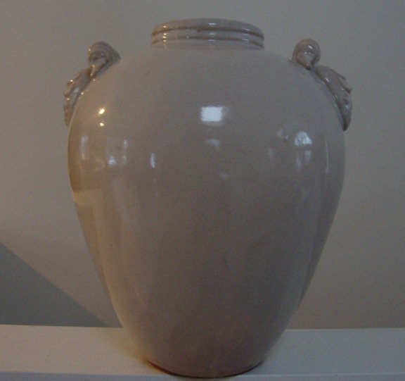 Three Hands Corp Large Vase 95199 Creamy White Glaze