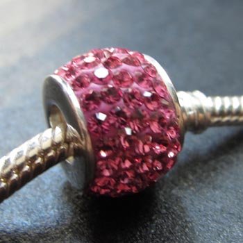 Pink Crystal Swarovski bead sterling silver