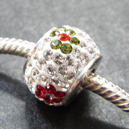 Multi Flower Crystal Swarovski bead sterling silver