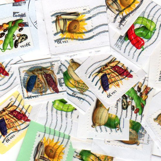 100 USA Used 39c Crops of America postage stamps on paper bundle bundleware