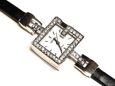 Unique "G" Swarovski Crystal Stainless Steel Women's Watch - Leather Band - FREE SHIPPING