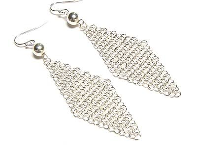 High Quality Silver WGP Triangular Mesh Earrings - FREE SHIPPING