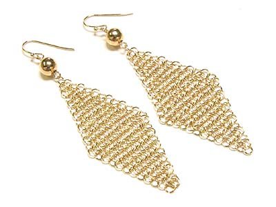 Gorgeous Goldtone Triangular Mesh Earrings - FREE SHIPPING