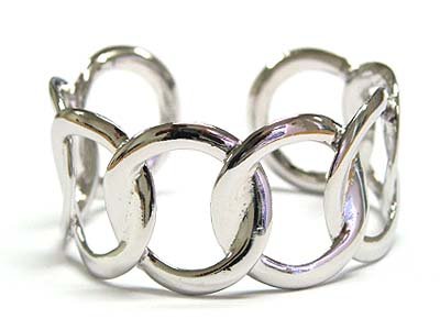 Wide Silver WGP Round Link Cuff Bracelet - FREE SHIPPING