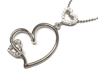 Austrian Crystal Multi Floating Heart Necklace