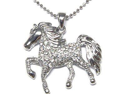 Gorgeous Austrian Crystal Prancing Horse Necklace