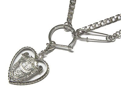 Eleganza Juicy Rhodium 18" Heart Necklace