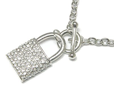 Adorable Austrian Crystal Lock Toggle Necklace