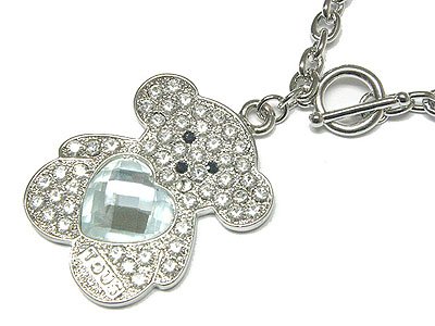 Brilliant Teddy Bear Austrian Crystal Necklace