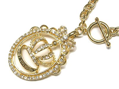 Gorgeous Juicy Austrian Crystal Crown Toggle Necklace