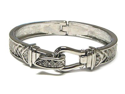 Beautiful Austrian Crystal Hinged Bangle Bracelet - FREE SHIPPING