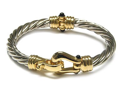 Beautiful 2 Tone Twisted Cable Bangle Bracelet - FREE SHIPPING