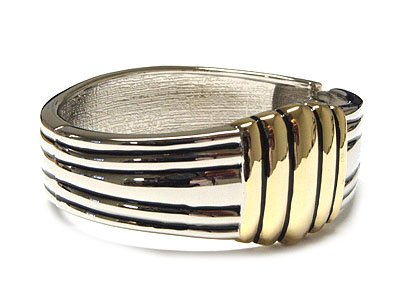 Two Tone Wide Twisted Cable Bangle Cuff Bracelet - FREE SHIPPING