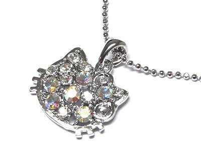 Dazzling Austrian Crystal Hello Kitty Cat Beaded Chain Necklace - FREE SHIPPING