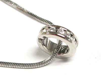 Gorgeous Austrian Crystal Ring Wheel Snake Chain Necklace