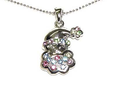 Dazzling WGP Rainbow Color Austrian Crystal Santa Claus Necklace - FREE SHIPPING