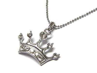 Dazzilng WGP Stainless Steel Austrian Crystal Crown Necklace