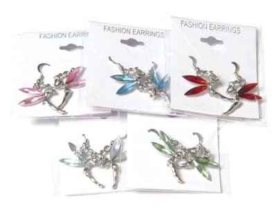 Beautiful Tinkerbell Silvertone Earring Jewelry Lot (12 Pack)