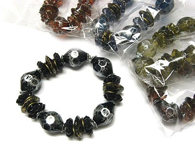 Dazzling Patina Bead Stretch Bracelets Wholesale Jewelry Lot (12 Pack)