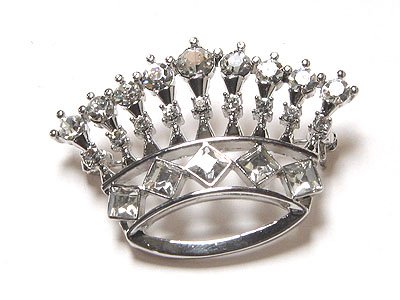 Blazing Austrian Crystal Crown Brooch Pin - FREE SHIPPING