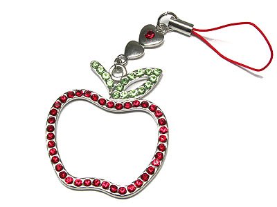CRYSTAL APPLE CELLPHONE CHARM - FREE SHIPPING