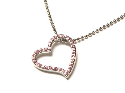 Gorgeous Genuine Austrian Crystal Pink Floating Heart Ball Necklace (17")