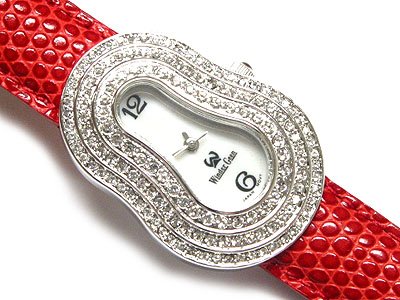 Gorgeous Swarovski Crystal Red Heart Snakeskin Genuine Leather Band Fashion Watch - FREE SHIPPING