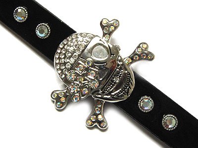Unique Pirate Skull & Crossbones Austrian Crystal Fashion Watch - FREE SHIPPING