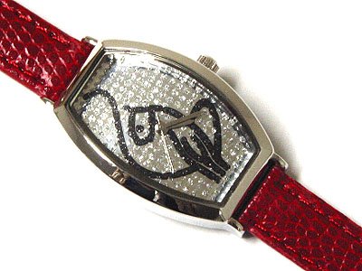 Beautiful & Unique Genuine Red Leather Band Phat Cat Watch - FREE SHIPPING