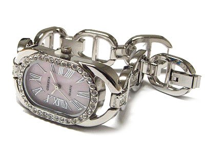 Unique Silver G Link Pink Austrian Crystal Watch - FREE SHIPPING