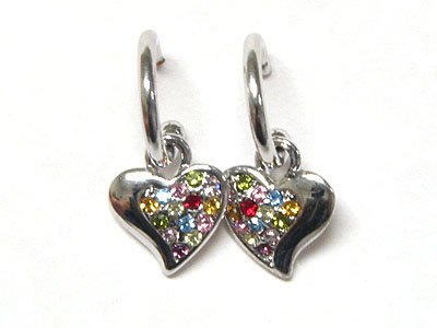 Multi Color Austrian Crystal Heart Earrings