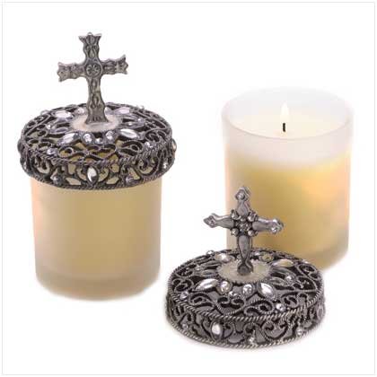 Filigree Cross Candle