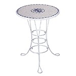 33931 Bistro Table With Blue & White Tile Mosaic