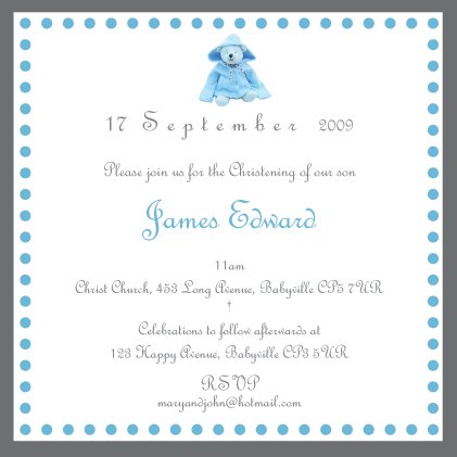10 Christening/Baptism/Naming Ceremony Invitations with matching FREE Thank-You Cards