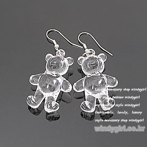E097 vintage inspired CRYSTAL TEDDY BEAR earrings animal toy (Mod Express online shop accessories)