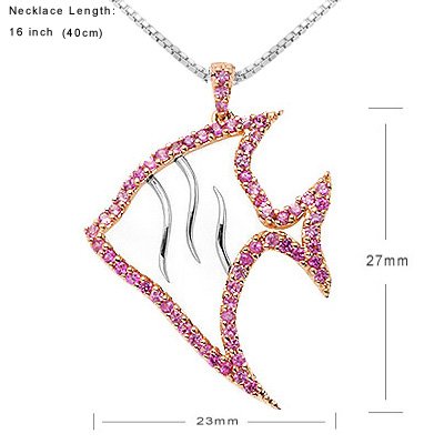 GoldFish Angelfish Pink Sapphire Sea Animal Necklace