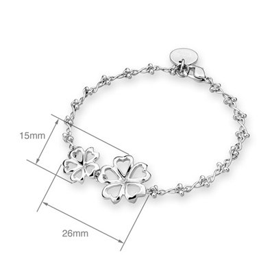 Platinum Plated 925 Silver Leaved Heart Star Bracelet