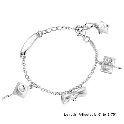 GRAD GIFT Star Bracelet Platinum Plated 925 Silver ROCK