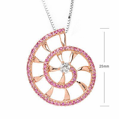 SHELL Pink Sapphire Diamond Necklace Party Disco Gift