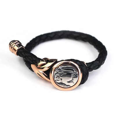 Taurus Leather Female Female Bangle / Bracelet (Rose Golden Buckle) Silver King