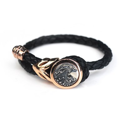 Aquarius Leather Female Bangle / Bracelet (Rose Golden Buckle) - Silver Kings