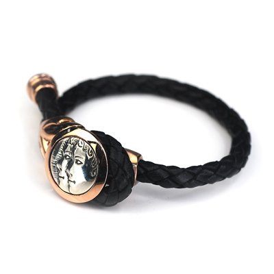 Gemini Leather Female Female Bangle / Bracelet Rose Golden Buckle Silver King